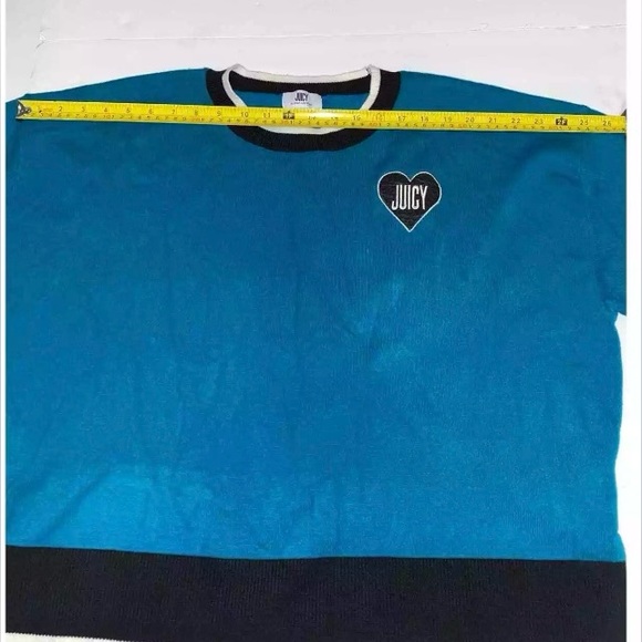 JUICY by Juicy couture heart crewneck long sleeve pullover sweater xxl turquoise - Picture 6 of 9